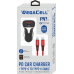 Android Compatible Combo of Universal Dual Port Fast Charging USB C-USB Car PD Charger and USB Type C-USB Type C Cable - WegaCell: WL-1608TPD-DCH Android Compatible Combo of Universal Dual Port Fast Charging USB C-USB Car PD Charger and USB Type C-USB Type C Cable - WegaCell: WL-1608TPD-DCH