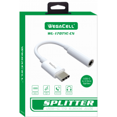 USB Type C to 3.5 MM  Aux Adapter  - WegaCell: WL-170TYC-CN