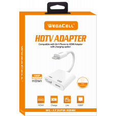 2-in-1 PD Charger and iPhone compatible HDMI Digital Av OTG Adapter to sync 1080p HDTV Video & Audio- WegaCell: WL-173IPH-HDMI