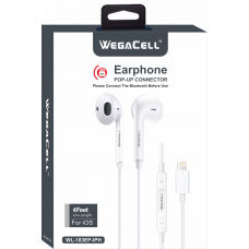Apple Compatible In-Ear Stereo Earphone Noise Isolating Heavy Bass - WegaCell: WL-183EP-IPH Apple Compatible In-Ear Stereo Earphone Noise Isolating Heavy Bass - WegaCell: WL-183EP-IPH