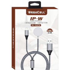 2-in-1 Dual charging Magnetic Smart watch charger for Apple Watches and USB-Lighting charger for iPhones  - .WegaCell: WL-184IPW