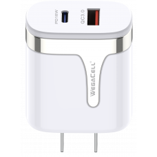Universal Dual Port Fast Charging USB C-USB Home Wall Charger  - .WegaCell: WL-63PD-HC