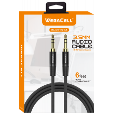 HiFi Stereo Sound Braided 6 Ft - Aux Cable - WegaCell: WL-6FT179-AX