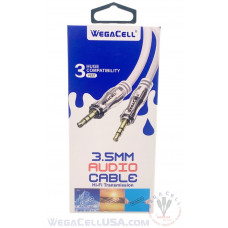 HiFi Stereo Sound Braided 3 Ft - Aux Cable - WegaCell: WL-3FT96-AX