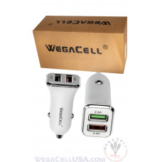 Universal Dual Port Fast Charging USB - Car Charger - WegaCell: WL-2USB05-DCH