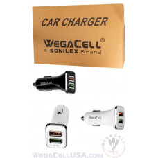 Universal Dual Port Fast Charging USB - Car Charger - WegaCell: WL-2USB66-DCH