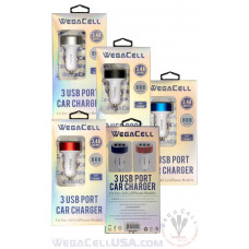 Universal Dual Port Fast Charging USB - Car Charger - WegaCell: WL-3USB47-DCH