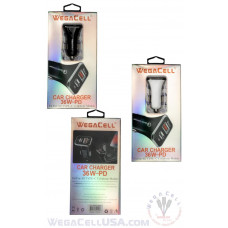 Universal Dual Port Fast Charging USB - Car Charger -  WegaCell: WL-80PD-DCH