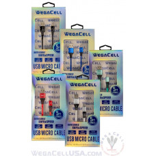 Android V8 Micro USB Braided Fast Charging 5 Ft TPE Data Cable - WegaCell: WL-5CBL12-MCR