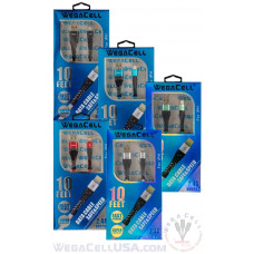Apple Compatible Fast Charging 10 Ft Lightning TPE Data Cable - WegaCell: WL-10FTCBL26-IPH