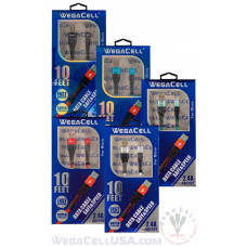 Android V8 Micro USB Braided Fast Charging 10 Ft TPE Data Cable - WegaCell: WL-10FTCBL28-MCR