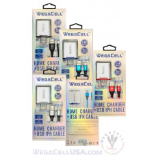 Apple Compatible Universal Dual Port Wall Charger Lightning Cable Combo - WegaCell: WL-1602IPH-2HC Apple Compatible Universal Dual Port Wall Charger Lightning Cable Combo - WegaCell: WL-1602IPH-2HC